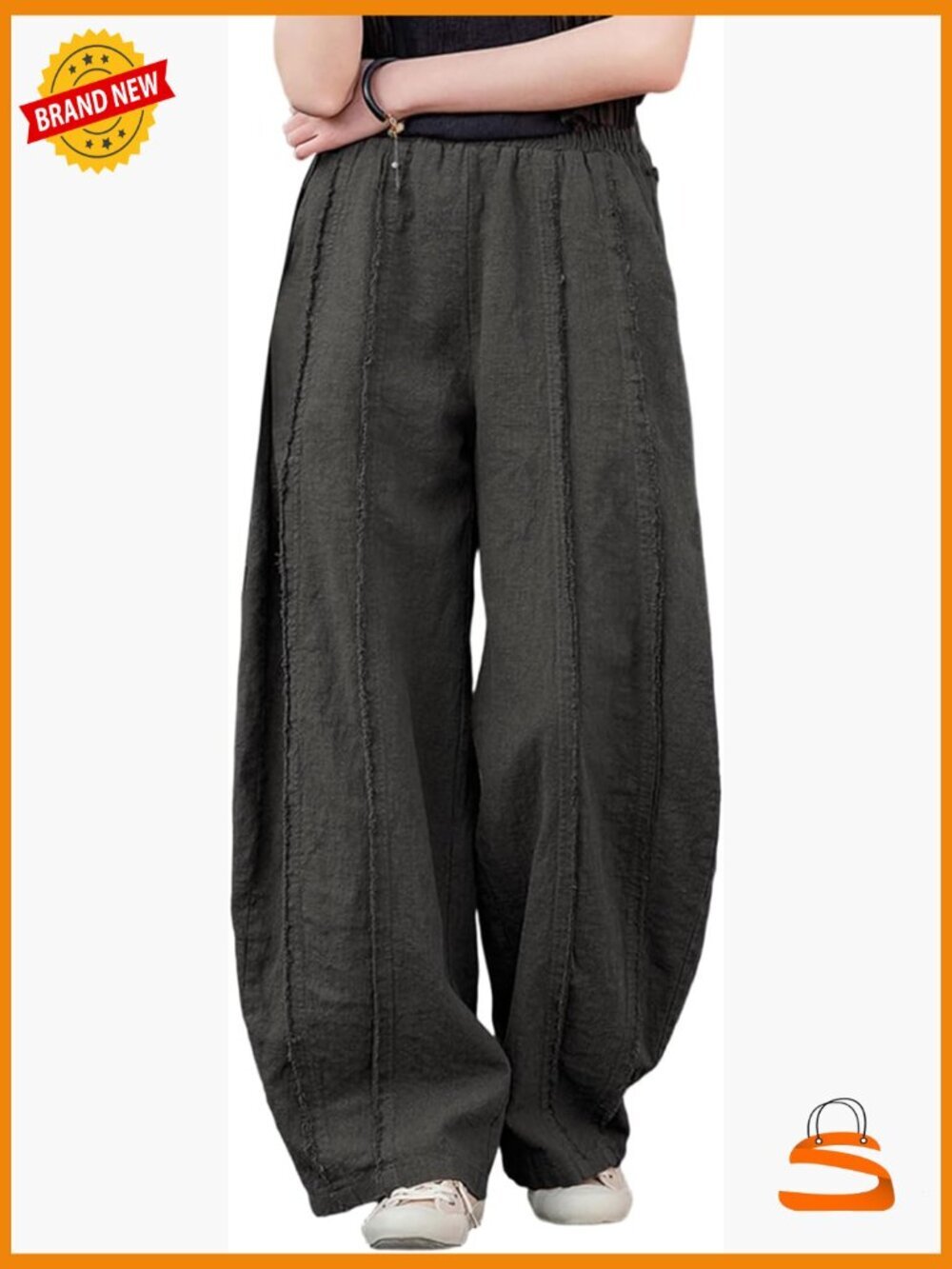 Linen Harem Pants Wide Leg Lantern Raw Hem Patchwork Boho Lounge Trouser